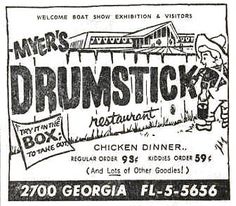 an advertisement for a restaurant called drumstick, which is located in the 1950's