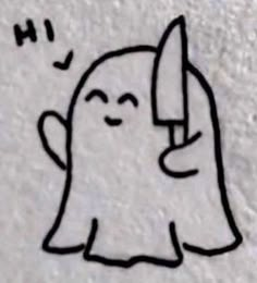 a drawing of a ghost holding a knife