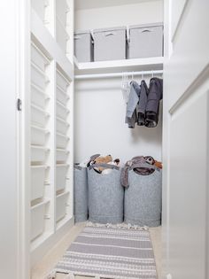 the closet is clean and ready to be used as a storage area for clothing or other items