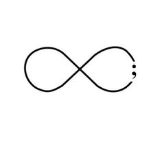 an infinite symbol is shown in black and white