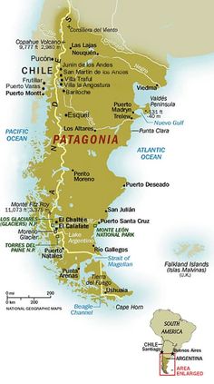 a map of patagonia with all the towns