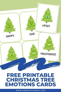 Screenshots of Christmas tree themed emotions cards on a green background. There is a text overlay in navy that says "Free Printable Christmas Tree Emotions Cards." Christmas Social Emotional Preschool, Winter Mindfulness Activities, December Social Emotional Activities, Christmas Coping Skills Activity, Christmas Emotions Activity, Christmas Tree Activities For Kids, Christmas Social Emotional Activities, Christmas Tree Free Printable, Christmas Activities For Kids Printable