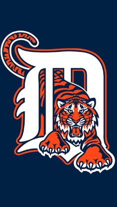 the detroit tigers logo on a blue background