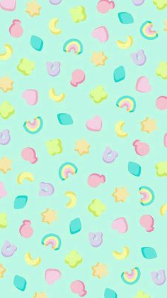 an abstract pattern with pastel colors and stars on a light blue background that is seamless