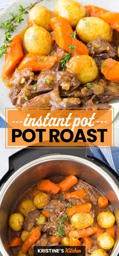 instant pot roast with carrots and potatoes in it