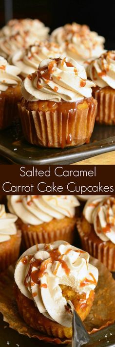 carrot cake cupcakes with salted caramel icing