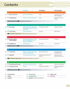 the contents of a document with different colors and font on it, as well as an image