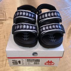 New In Box Color Black-White Size 11/13 Black Kappa Slides, Kappa Slides, Kappa Shoes, Toddler Sandals Girl, Trendy Shoes Sneakers, Toddler Sandals, Boys Sandals, Night Stands, Kids Slippers