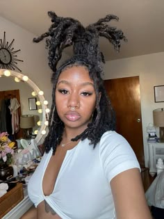 Loc Style Women, Pineapple Loc Style Women, Pineapple Loc Style, Loc Pineapple, Pretty Locs, Loc Goddess, Locs Journey, Exotic Hairstyles, Black Women Short Hairstyles