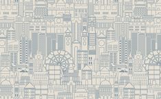 a blue and white cityscape wallpaper with buildings