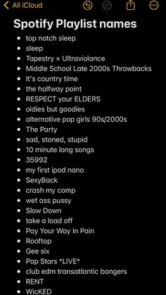 the spotify playlist names list on an iphone screen, with text below it
