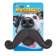 a dog with a fake mustache on it's nose