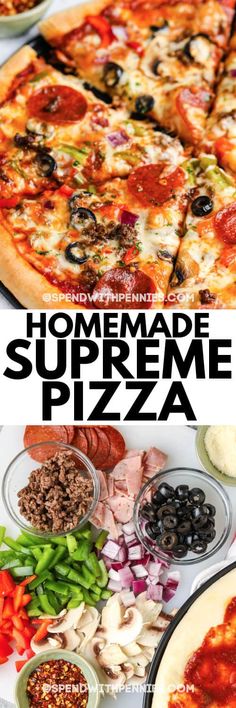 the homemade supreme pizza is ready to be eaten