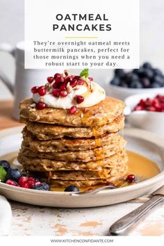 Oatmeal Pancakes Oatmeal Breakfast Overnight, Oatmeal Pancakes Easy, Pancakes Oatmeal, Oatmeal Pancake, Oatmeal Buttermilk Pancakes, Oatmeal Pancakes Recipe, Healthy Eating Breakfast, Easy Oatmeal, Overnight Oatmeal