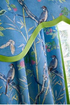 Thibaut Claire Drapery Panel, Shown in Navy. Elegant Bird Print Curtain, Open and Airy Print Curtain, Made to Order. - Etsy 2024 Wallpaper, Lychee Fruit, Birds And Butterflies, Bamboo Leaves, Custom Drapery, Matching Paint Colors, Cafe Curtains, Drapery Panels, Printed Curtains