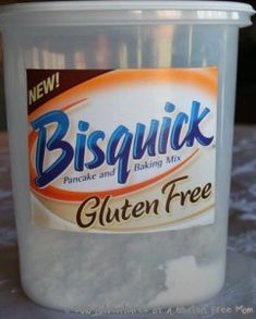 a container of gluten free is sitting on a table