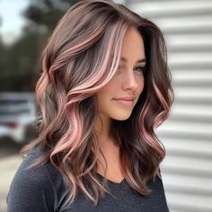 15 Hair Color Ideas for Brunettes: Must Try Dark Brown With Rose Gold Highlights, Brown To Burgundy Balayage, Brown Hair With Rose Highlights, Brown Hair With Rose Gold Highlights, Brown Hair With Lavender, Fun Hair Colors For Brunettes, Hair With Lavender Highlights, Subtle Rose Gold Hair Brunette, Hair Color Ideas For Brunettes Winter