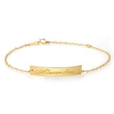 PRICES MAY VARY. Personalized Engraving: This bracelet offers free engraving, allowing you to customize it with a name, initials, or a special message. The engraving adds a personal touch, making it a unique and meaningful piece of jewelry. High-Quality 14K Gold Filled: Crafted with 14K gold filled material, this bracelet offers a luxurious and durable finish. The gold filled design provides a beautiful and long-lasting shine, ensuring that the bracelet remains beautiful over time. Lazer Cut ID Engraved Gold Bracelet, Cheap Custom Name Gold Bracelet, Gold Name Bracelet, Gold Bracelet With Name, Cheap Name Bracelet With Engraving Option As Gift, Gold Name Bracelet With Engraving Option, Adjustable Gold Name Bracelet With Engraving Option, Engraved 14k Gold Name Bracelet, Lazer Cut