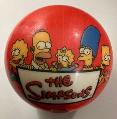 a red ball with the simpsonss on it