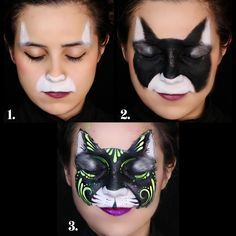 Black Cat Face Paint, Cat Face Paint Easy, Cat Face Painting, Cat Face Paint, Black Cat Makeup, Face Paint Designs, Blue Face Paint, Kitty Face Paint