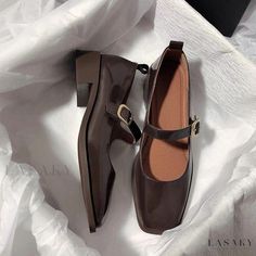 Lasaky - Forest Bay Genuine Leather Literary Retro Mary Jane Flat Casual Shoes Dark Brown Shoes, Zapatos Mary Jane, Square Heels, Mary Jane Shoes Flat, Dr Shoes, Mary Jane Shoes Womens, Casual Flat Shoes, Jairzinho, Mary Jane Heels