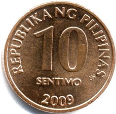 a coin with the number ten on it