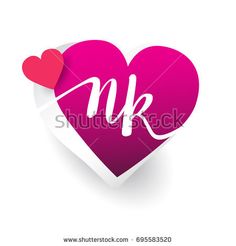 pink heart with the letter k inside