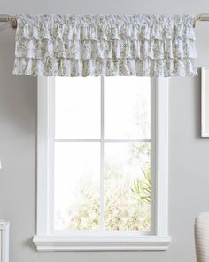 Lindy Green Tier Ruffled Window Valance - Laura Ashley Light Green Decor, Tie Up Valance, Scarf Valance, Green Window, Green Windows, Valance Window Treatments, Green Bedding, Window Bed, King Comforter Sets