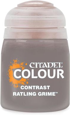 an orange and gray paint bottle with the words chapel color contrast on it