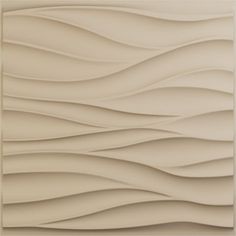 an abstract painting with wavy lines on the wall in beige and white colors, as well as a rectangle shape