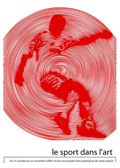 the poster for le sport d'art is shown in red and white, with an abstract