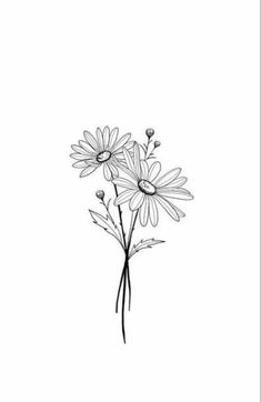 some daisies are in black and white on a white background with the words, i love