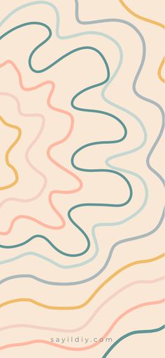 an abstract background with wavy lines in pastel colors, including blue, yellow and pink