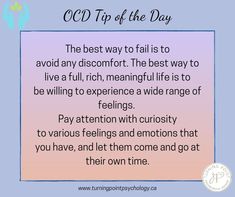 OCD Tips of the Day Mental Health Stigma, Turning Point, Therapy Tools