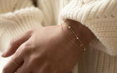 Pearl Bracelet Gold, Dainty Gold Jewelry, Dainty Gold Bracelet, Layered Chain, Layered Chains, Minimal Jewelry, Gold Bracelet Chain, Delicate Jewelry, Simple Jewelry