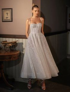 Sparkle Princess Glittery Dress In White | Private Label Styles Sequin Top Wedding Dress, Wedding Dress Trend 2023, Wedding Dress 2023 Summer, Berta Bridal 2023, Berta Sparkle Wedding Dress, 2023 Dress Trends Party, Wedding Dress 2023 Trends Summer, Berta Wedding Dress Sparkle, Wedding Dress Sparkling