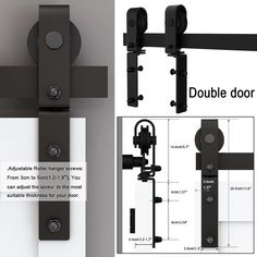 an image of double door hardware with instructions on how to install it and how to use them