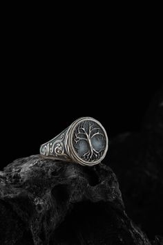 Tree of Life Unique Signet ring, Yggdrasil has been created by talented craftmens as handmade. We design to compliment your style! We believe there is something special for everyone and for every occasion, whether you're shopping for yourself or looking for a gift. Our wide selection of jewelry leaves no doubt or question marks regarding if one can find anything for themselves. Gaze upon our collections and see for yourself Unique Design: The life of tree figure on this ring symbolizes strength, Unique Oval Ring, Mythology Jewelry, Question Marks, Family Ring, Tree Ring, Handmade Wooden Boxes, Celtic Mythology, Family Rings, Life Tree