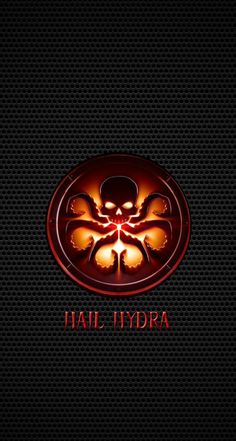 a red and black wallpaper with the words hail hydra in it's center