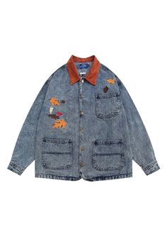 leaves embroidery denim jacket, vintage denim jacket, blue jean jacket, 90s jackets Autumn Leaves Embroidery, Embroidery Denim Jacket, Leaves Embroidery, 90s Jackets, Denim Jacket Vintage, Embroidery Denim, Desired Reality, Cottagecore Outfits, Blue Jean Jacket