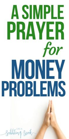 the cover of a simple prayer for money problems, with hands folded in front of it