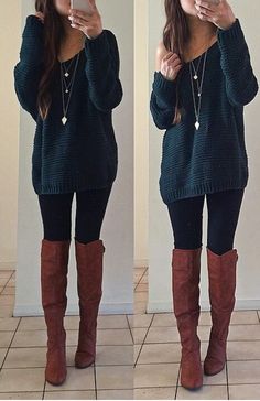 Comfy school outfit for fall Legging Outfits, Casual Winter Outfits, Outfit Casual, Fall Looks, Sweaters Oversized, Fall Winter Outfits, Outfits Casuales