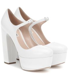 Kasut Pengantin, White High Heels, Wedge Espadrilles, Platform Mary Janes, Prada Leather, White Heels