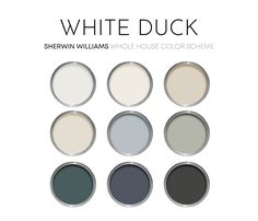 six different shades of paint with the words white duck