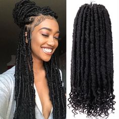 PRICES MAY VARY. 💕【Goddess Locs Hair Material】: 100% Handmade by professional braid stylists. no frizz, no chemicals, shedding free, tangle free, curly crochet hair extension for black women. 💕【Size & Color】:16 inches long,1B,70g/pack, 20 Roots/pack, 6 packs/lot, Normal this is enough hair to complete you install. 💕【Goddess Locs Crochet Hair Advantages】: Made with 100% high quality low temperature hot water setting synthetic fiber, super soft and silky, itch free, shedding free, no chemicals, Box Braids Medium Length, Goddess Faux Locs, Goddess Hairstyles, Goddess Locs, Short Hair Wigs