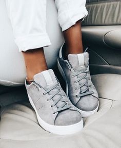 follow me on insta || @itsfaithelizabeth Sneaker Trend, Paris Mode, Latest Shoe Trends, Grey Sneakers, Pharrell Williams, Pretty Shoes, Shoe Obsession, Shoe Game