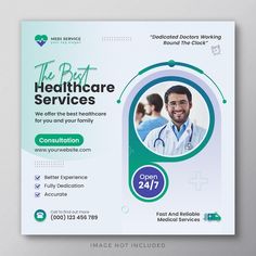 a medical flyer is shown with the image of a doctor's avatar on it