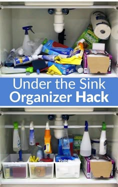 under the sink organizer hack for organizing