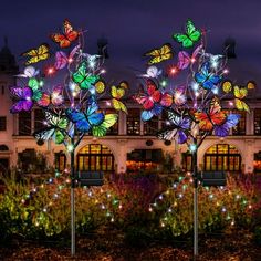 New Butterfly Design: This new solar garden light features lifelike colorful butterflies paired with copper wire string lights, each stake has 7 butterflies. A solar butterfly tree lamp was equipped with 56 lamp beads. It will be the most beautiful scenery in your yard. Perfect for decorating your garden.Solar butterflygarden lights, can be used for christmas gifts for mom, birthday gifts for women, gifts for Mother's Day, Father's Day, grandma, women, girls, Thanksgiving day and so on. Its an i Butterfly Lights, Pebble Landscaping, Decorative Solar Lights, Solar Spot Lights, Pebble Garden, Solar Garden Stakes, Hanging Solar Lights, Led Landscape Lighting, Outdoor Path