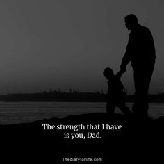 a father holding his son's hand while he stands on the beach at sunset